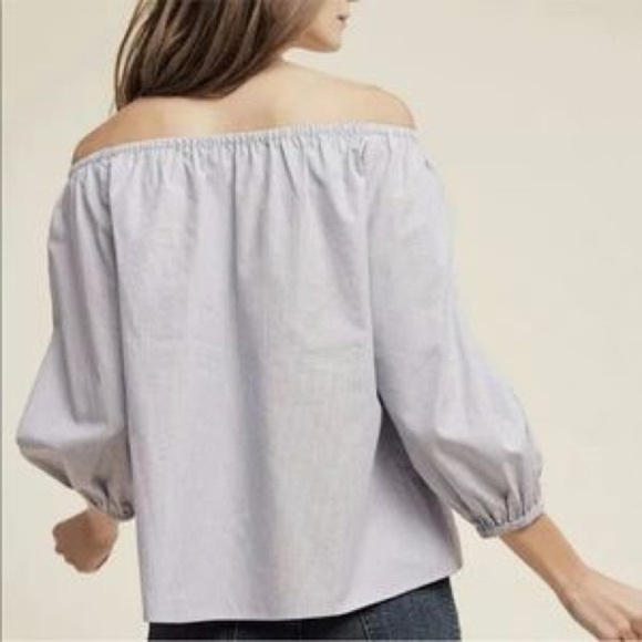 Anthropologie Maeve poplin off the shoulder tee S - Picture 2 of 7